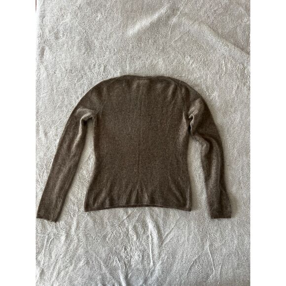 Adrienne Vittadini 100% Cashmere Crewneck Sweater Taupe Brown Size L - Picture 2 of 5
